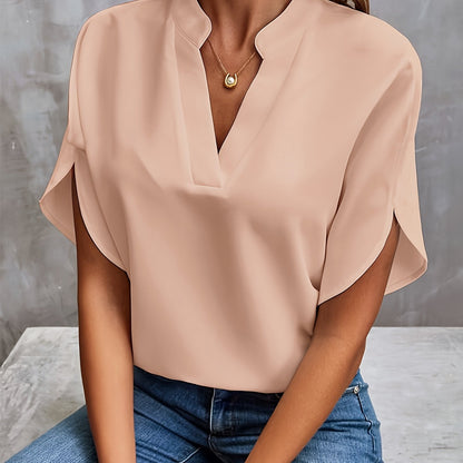 Nora Women's Chic Blouse – Relaxed Fit V Neck for Effortless Style 13