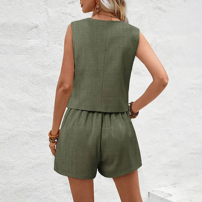 Nora Women's Elegant Summer Set – Stylish Vest and Shorts Combo 2