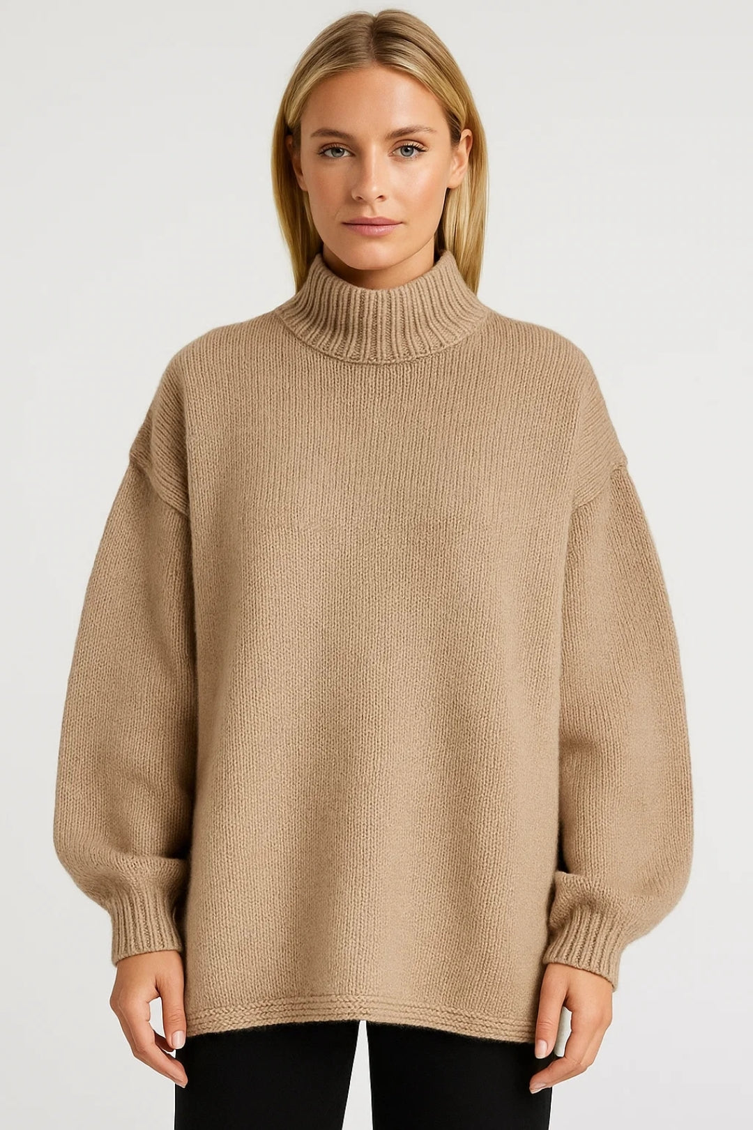 Nora Women's Oversized Sweater – Cozy High Collar for Everyday Wear 0