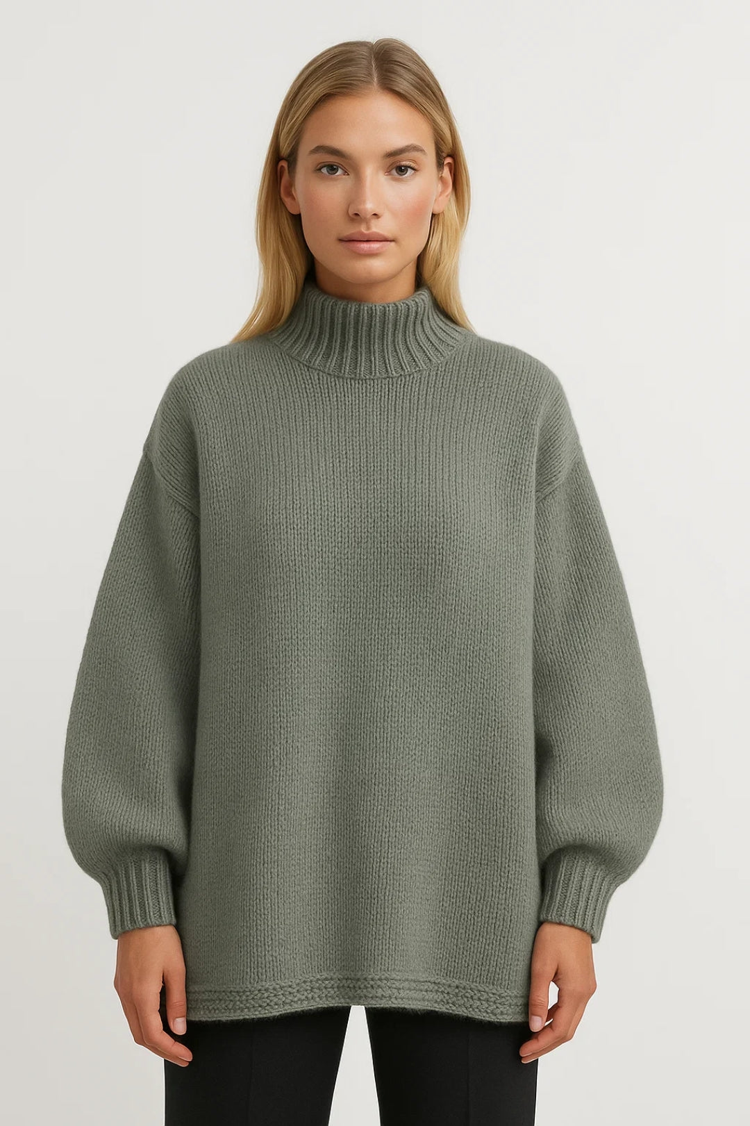 Nora Women's Oversized Sweater – Cozy High Collar for Everyday Wear 2