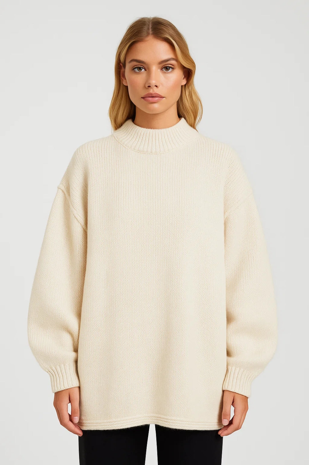 Nora Women's Oversized Sweater – Cozy High Collar for Everyday Wear 3