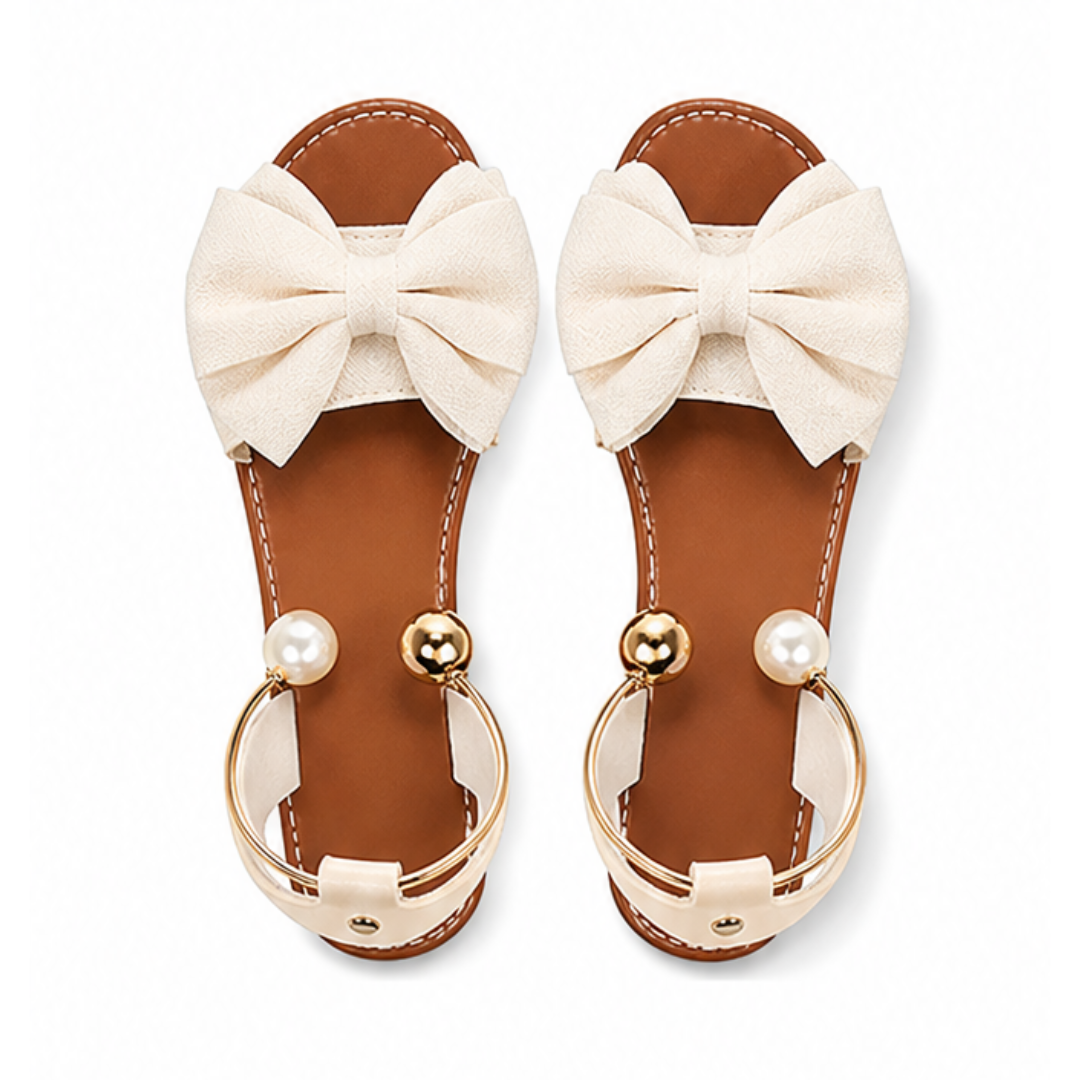 Nora Women's Sandals – Chic Pearl Cuff and Bow Design 0