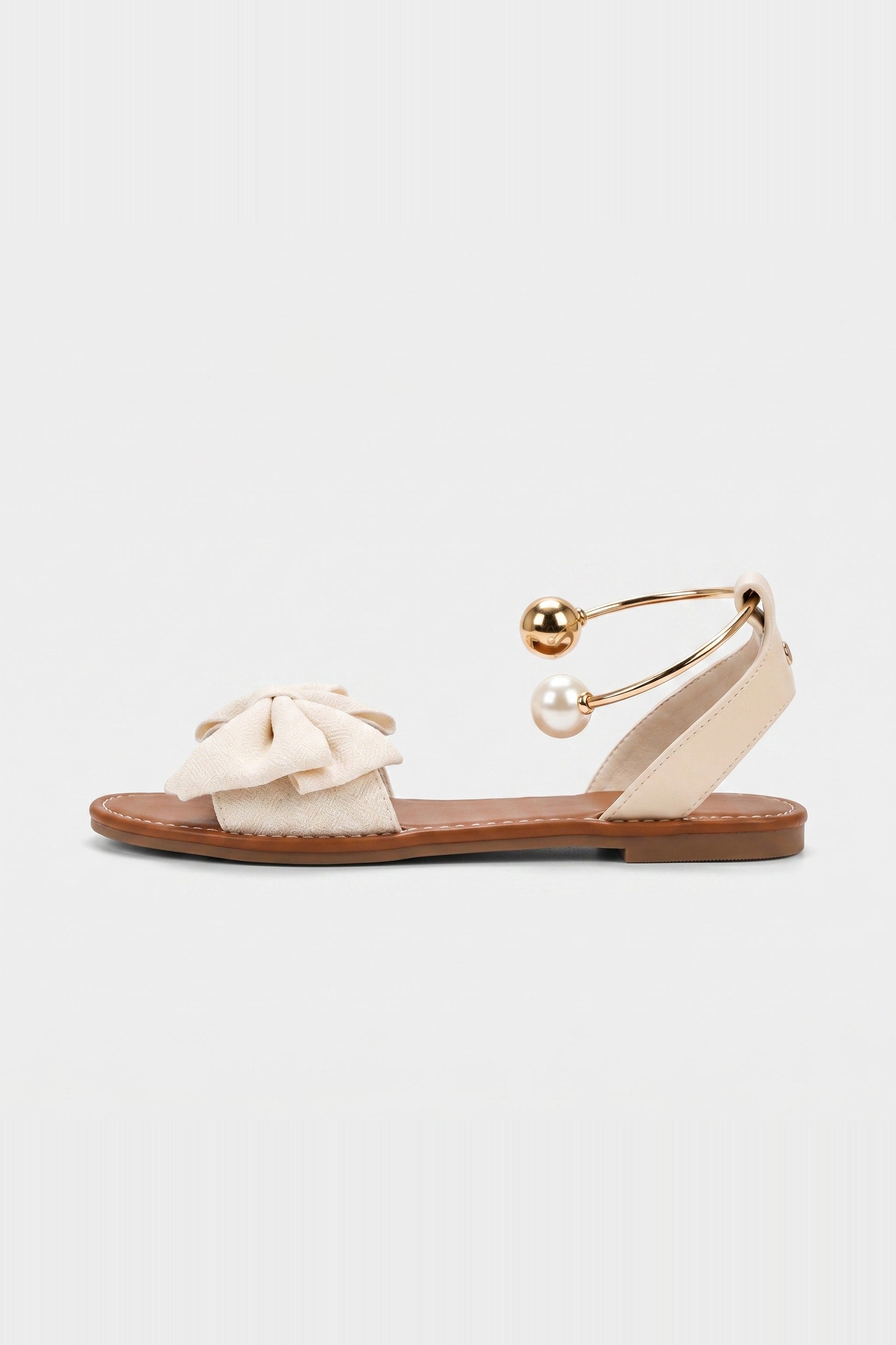 Nora Women's Sandals – Chic Pearl Cuff and Bow Design 1