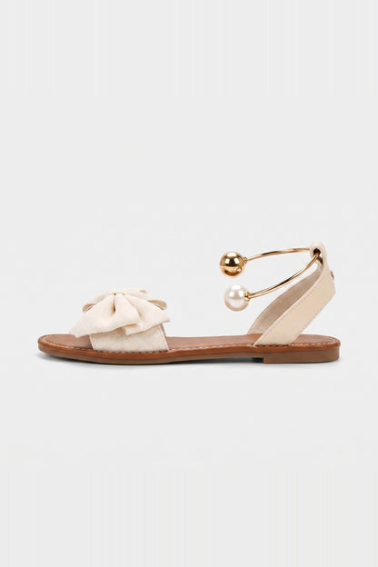 Nora Women's Sandals – Chic Pearl Cuff and Bow Design 1