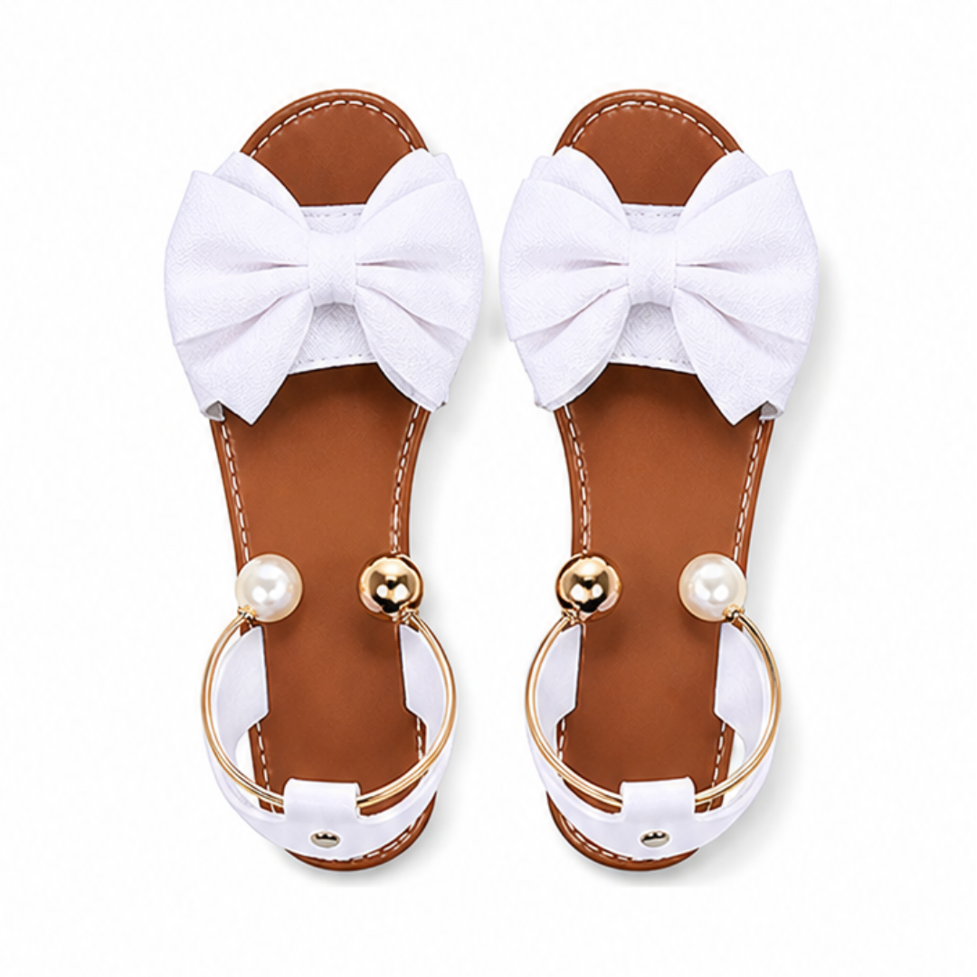 Nora Women's Sandals – Chic Pearl Cuff and Bow Design 6