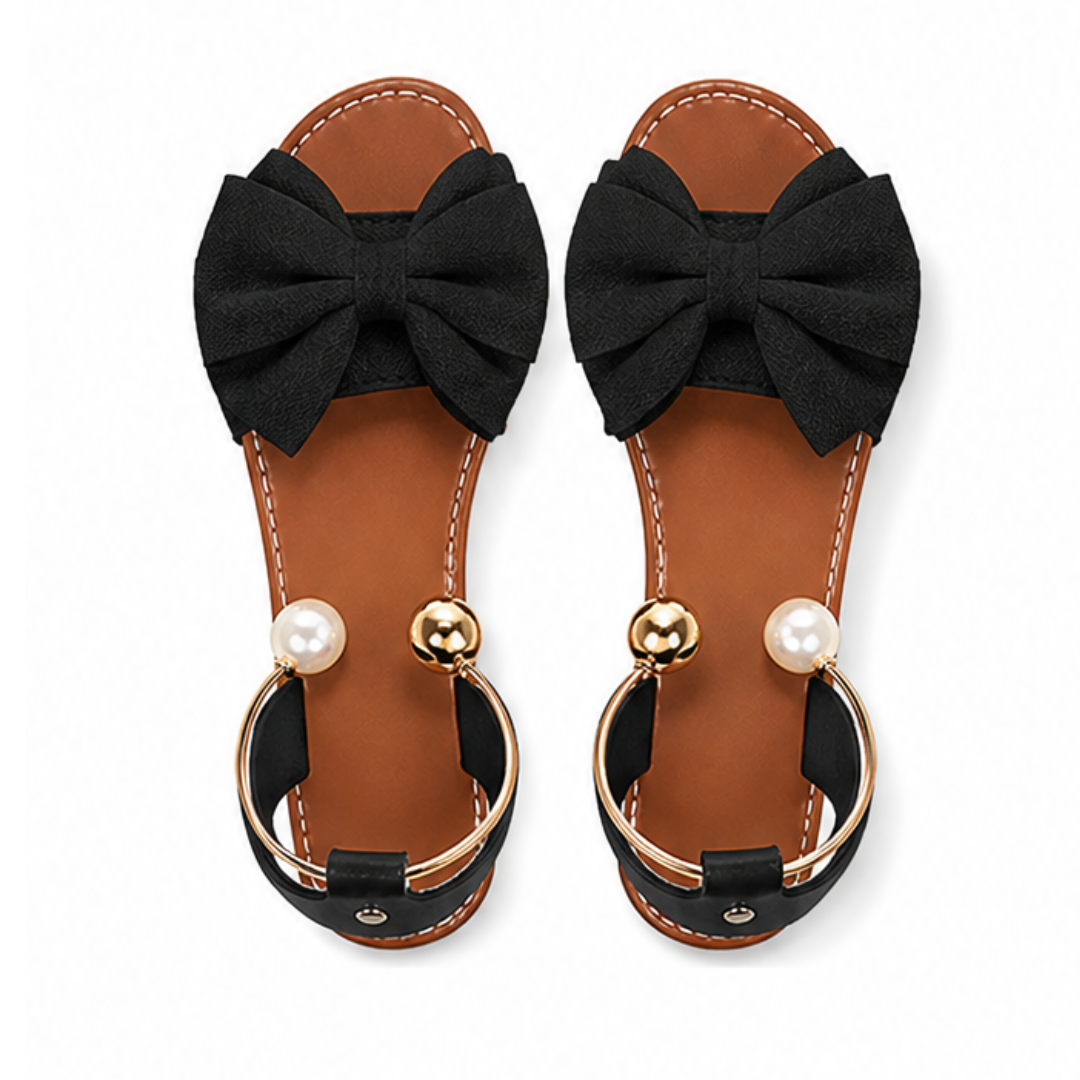 Nora Women's Sandals – Chic Pearl Cuff and Bow Design 7