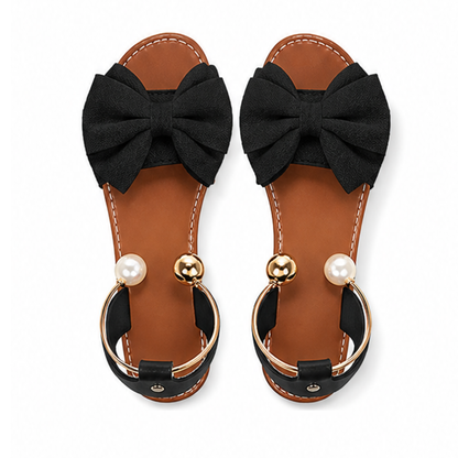 Nora Women's Sandals – Chic Pearl Cuff and Bow Design 7