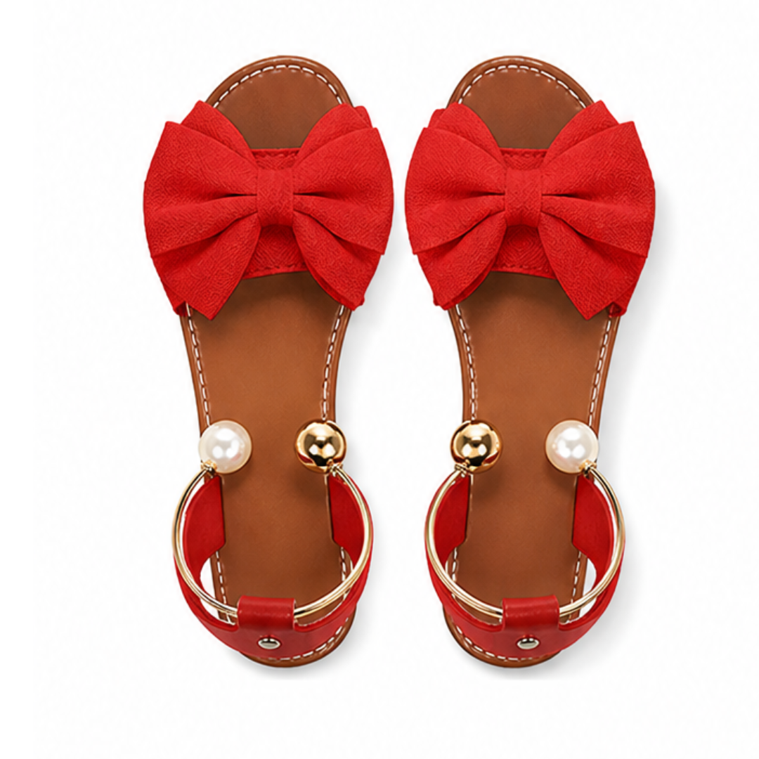 Nora Women's Sandals – Chic Pearl Cuff and Bow Design 9