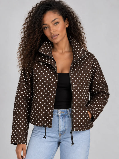 Polka Dot Cropped Women's Jacket – Chic Layer for Transitional Weather 2