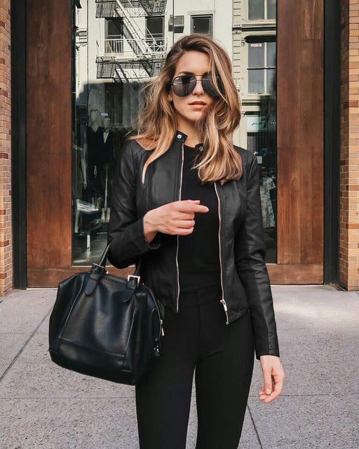 Rilora Women's Leather Jacket – Sleek Zipper Design for Versatile Style 0