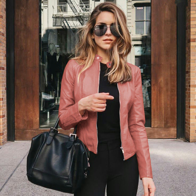 Rilora Women's Leather Jacket – Sleek Zipper Design for Versatile Style 3