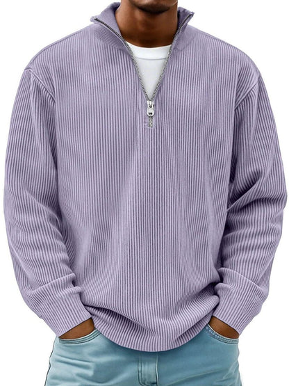 Rylan Men's Ribbed Knit Quarter-Zip Jumper – Stand Collar Comfort Layer 2