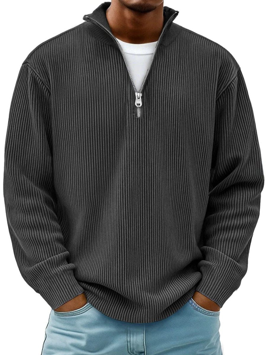 Rylan Men's Ribbed Knit Quarter-Zip Jumper – Stand Collar Comfort Layer 3