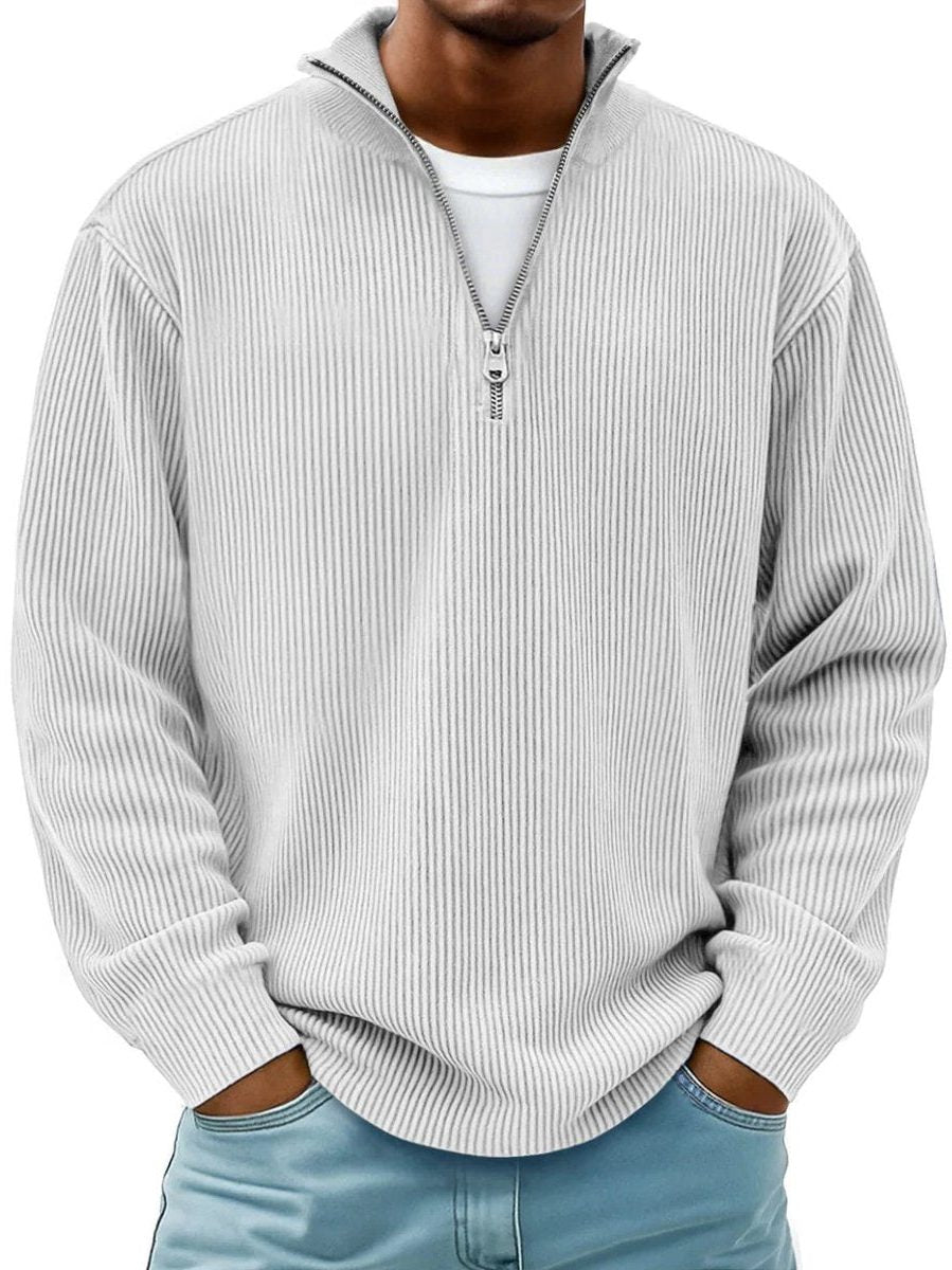 Rylan Men's Ribbed Knit Quarter-Zip Jumper – Stand Collar Comfort Layer 4