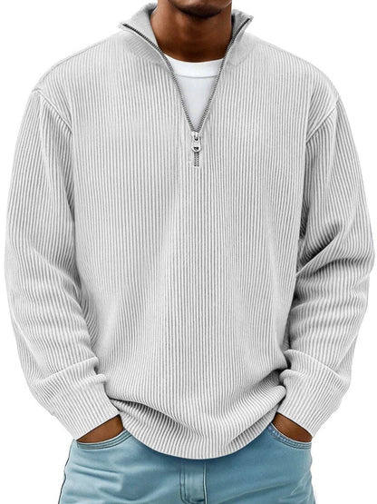 Rylan Men's Ribbed Knit Quarter-Zip Jumper – Stand Collar Comfort Layer 4