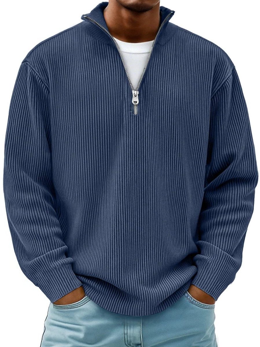 Rylan Men's Ribbed Knit Quarter-Zip Jumper – Stand Collar Comfort Layer 5