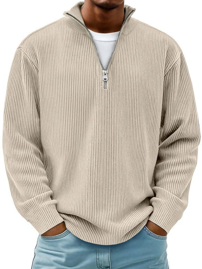 Rylan Men's Ribbed Knit Quarter-Zip Jumper – Stand Collar Comfort Layer 6