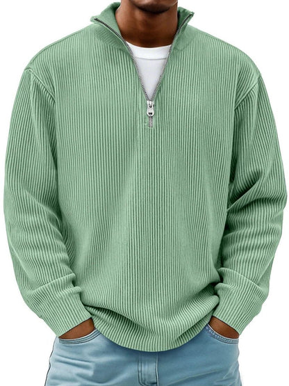 Rylan Men's Ribbed Knit Quarter-Zip Jumper – Stand Collar Comfort Layer 7