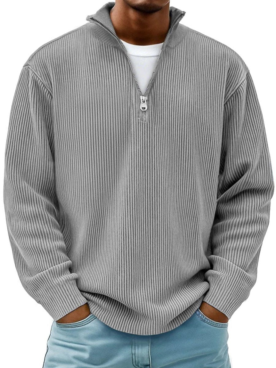 Rylan Men's Ribbed Knit Quarter-Zip Jumper – Stand Collar Comfort Layer 8
