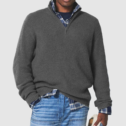 Rylan Men's Ribbed Quarter-Zip Jumper – Structured Knit Layering Comfort 0