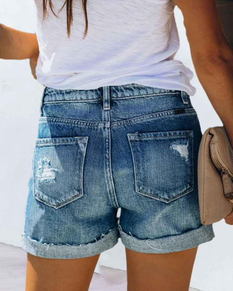 Sarela Women's Denim Shorts – Stylish Button Closure for Casual Comfort 4