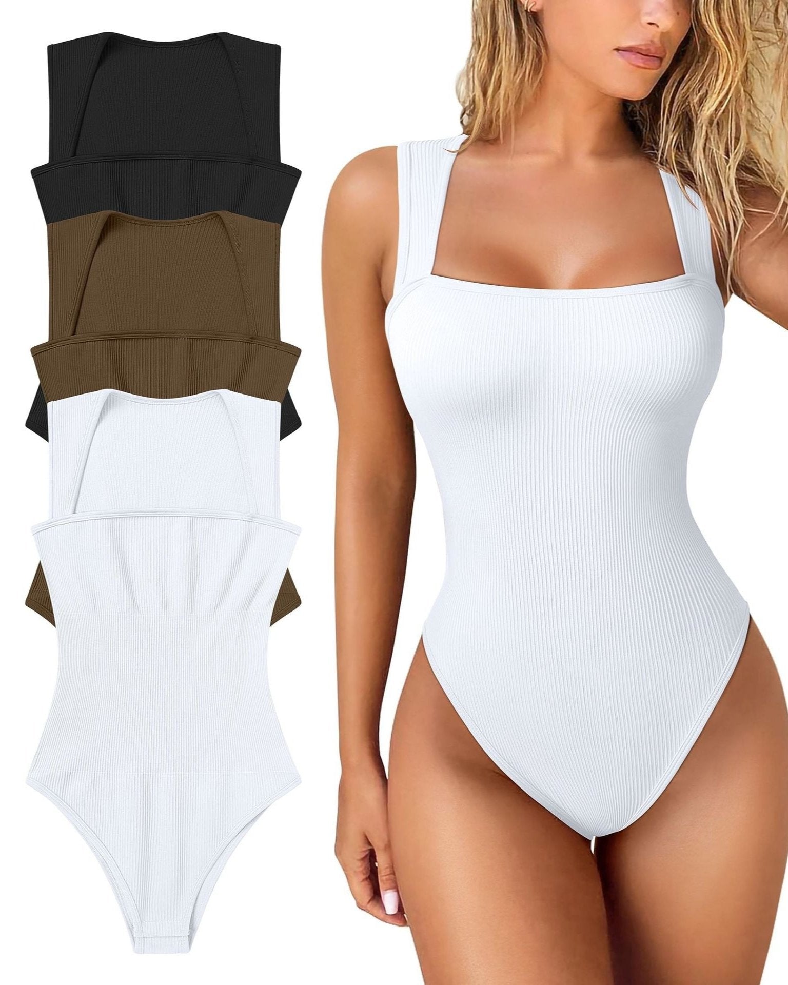 Sarela Women's Ribbed Knit Bodysuit – Seamless Tummy Control Comfort 16
