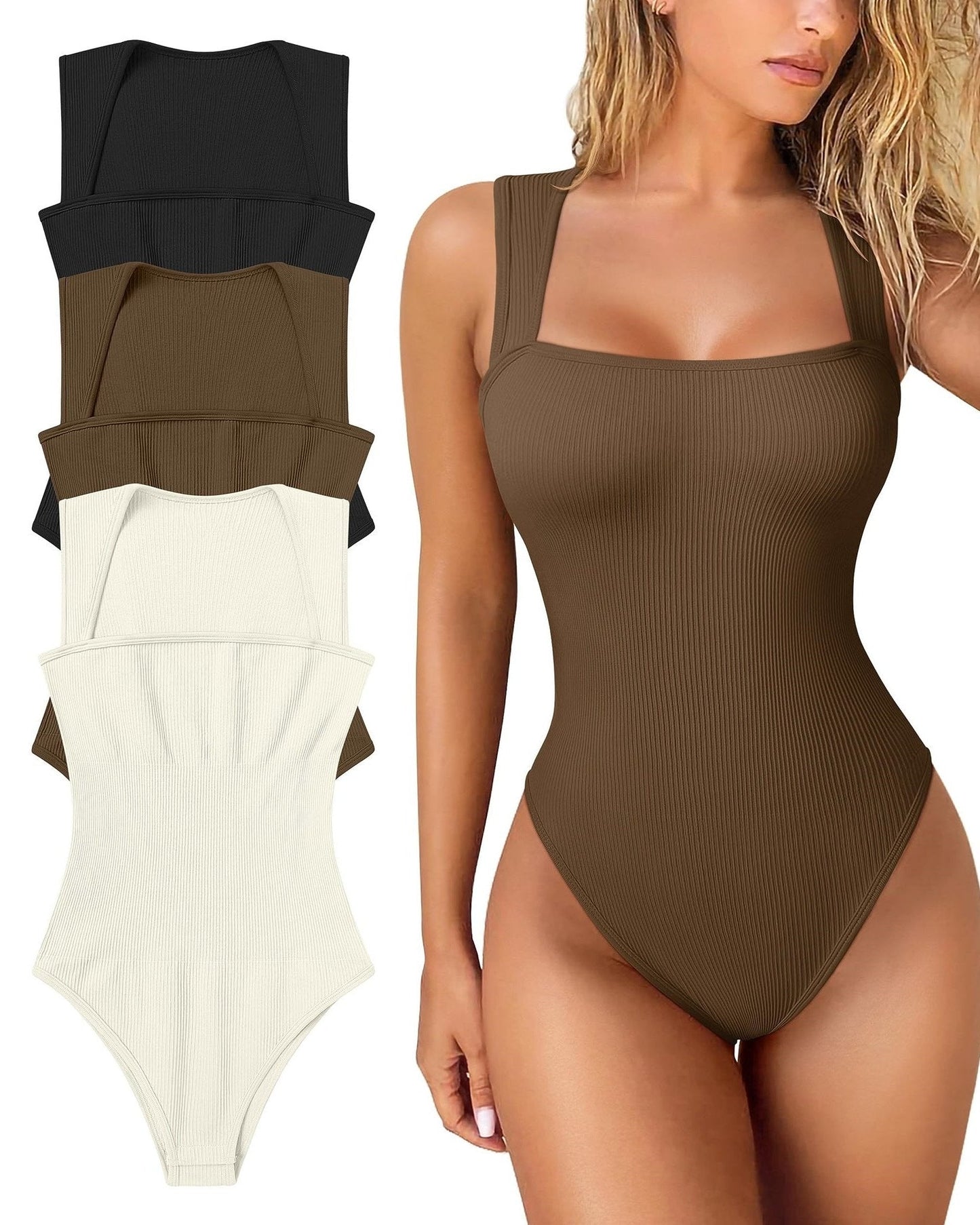 Sarela Women's Ribbed Knit Bodysuit – Seamless Tummy Control Comfort 20