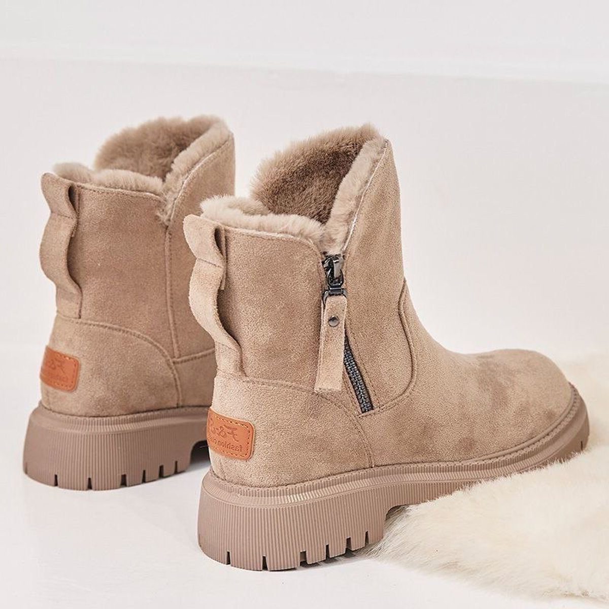 Sarela Women's Suede Ankle Boots – Slip-On Platform Comfort for Winter 6