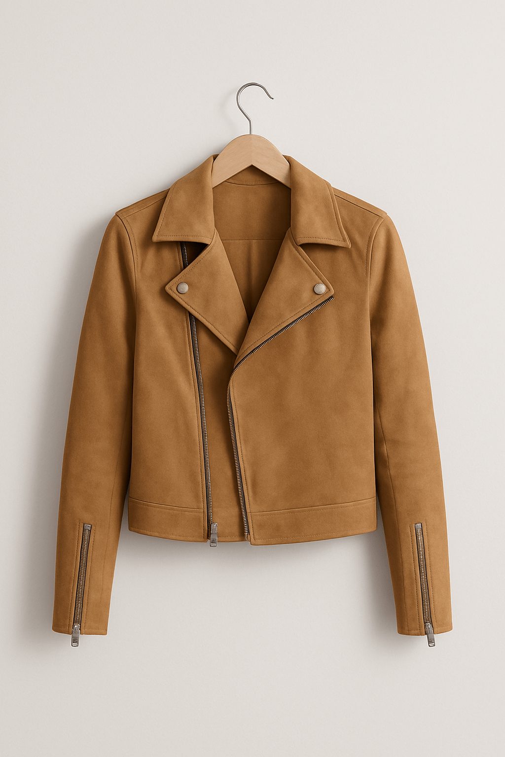 Sarelle Women's Cropped Biker Jacket – Asymmetric Zip Edgy Style 3