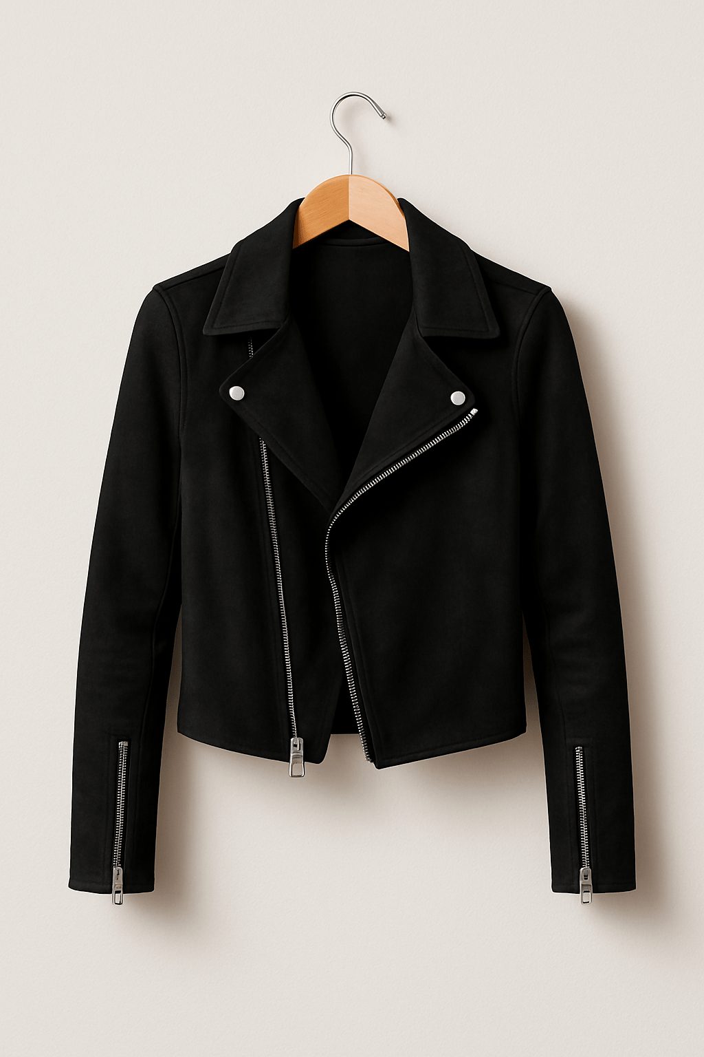 Sarelle Women's Cropped Biker Jacket – Asymmetric Zip Edgy Style 5