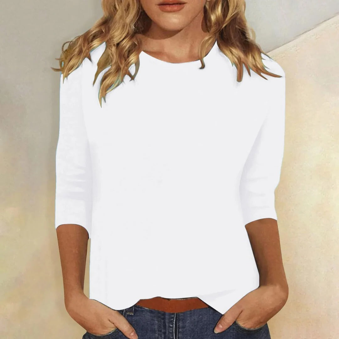 Sarina Women's Casual Crew Neck Top – 3/4 Sleeve Versatile Comfort 1