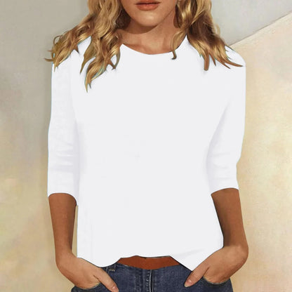 Sarina Women's Casual Crew Neck Top – 3/4 Sleeve Versatile Comfort 1