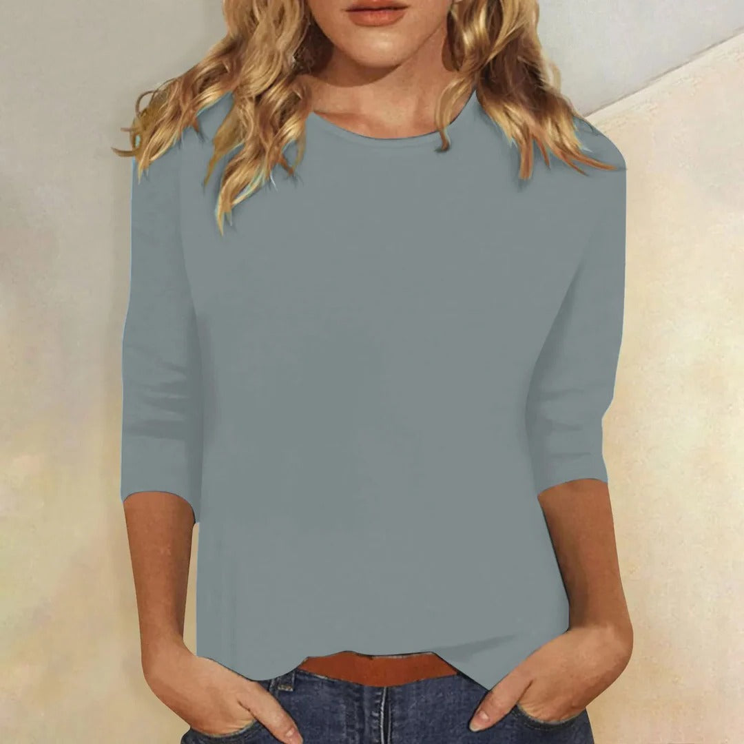 Sarina Women's Casual Crew Neck Top – 3/4 Sleeve Versatile Comfort 3