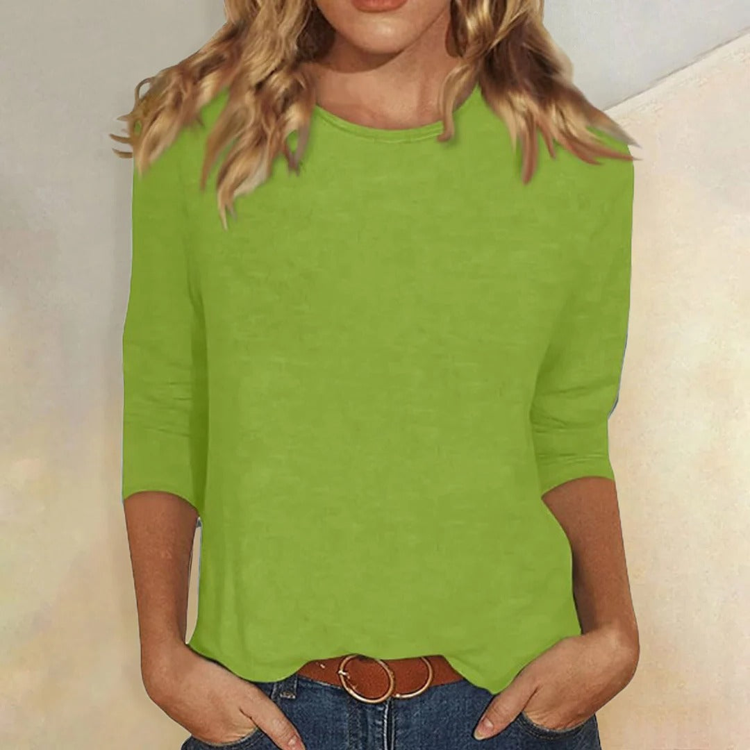 Sarina Women's Casual Crew Neck Top – 3/4 Sleeve Versatile Comfort 5