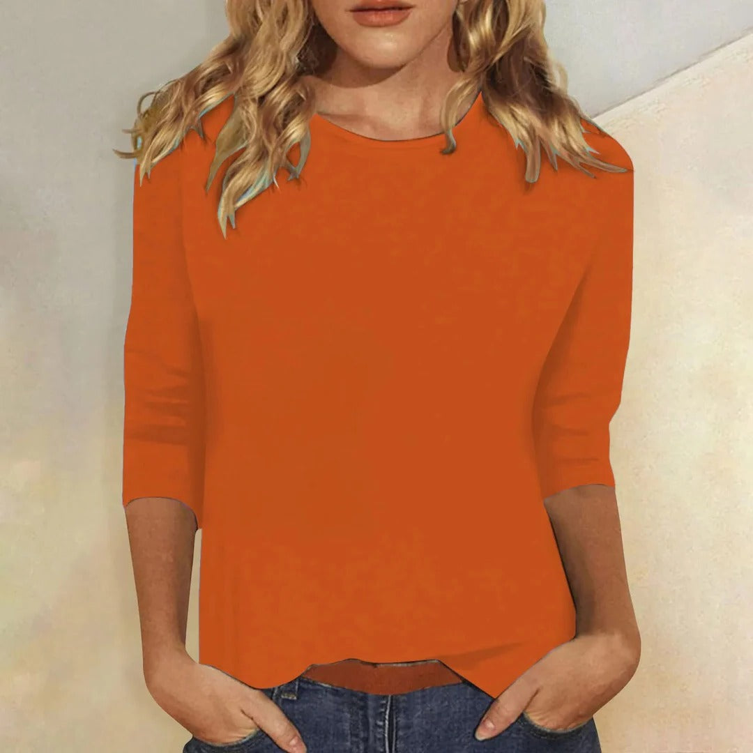 Sarina Women's Casual Crew Neck Top – 3/4 Sleeve Versatile Comfort 7