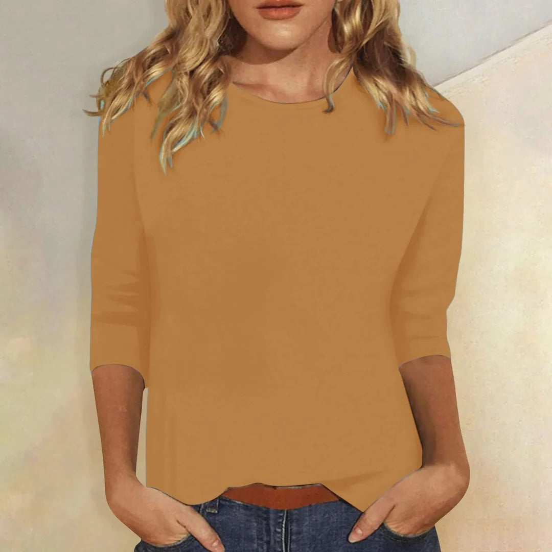 Sarina Women's Casual Crew Neck Top – 3/4 Sleeve Versatile Comfort 8