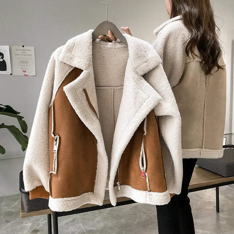 Jacket Women - Aviator Jacket with Shearling Lining