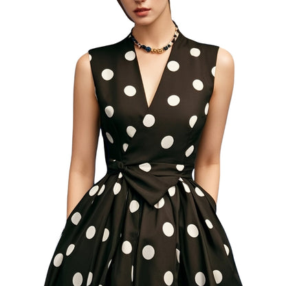 Selina Women's Dress – Sleeveless Polka Dot Design with Pockets 3