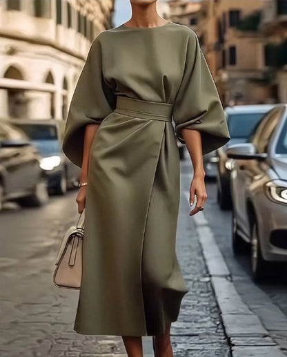 Selina Women's Elegant Midi Dress – Wide-Sleeve Stylish Look 10