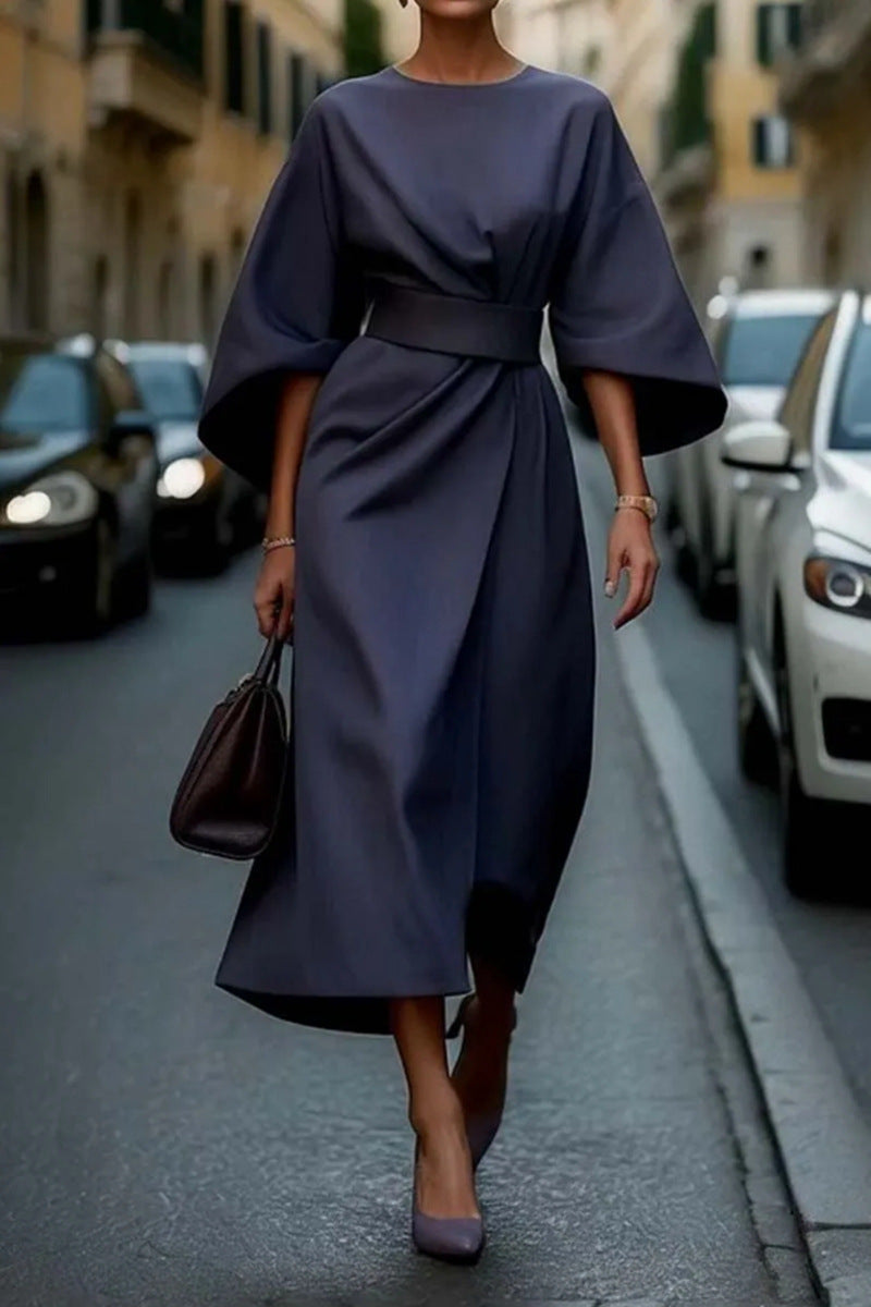 Selina Women's Elegant Midi Dress – Wide-Sleeve Stylish Look 3