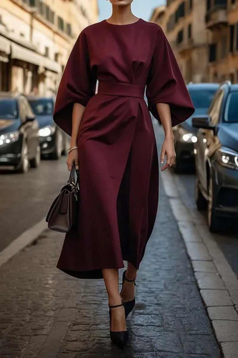 Selina Women's Elegant Midi Dress – Wide-Sleeve Stylish Look 6