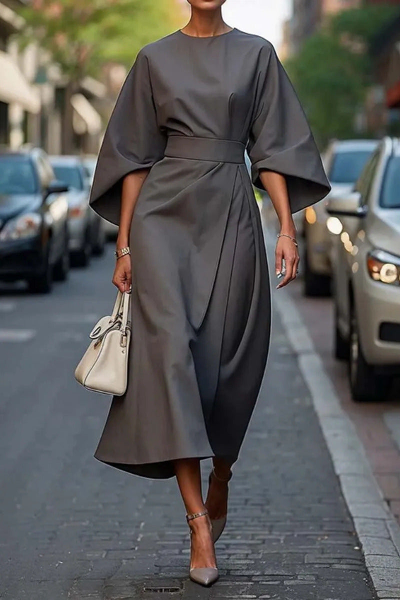 Selina Women's Elegant Midi Dress – Wide-Sleeve Stylish Look 7