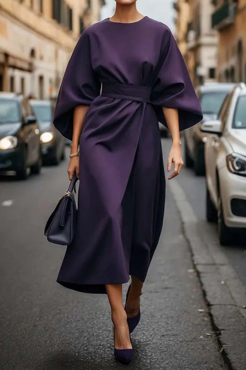 Selina Women's Elegant Midi Dress – Wide-Sleeve Stylish Look 8