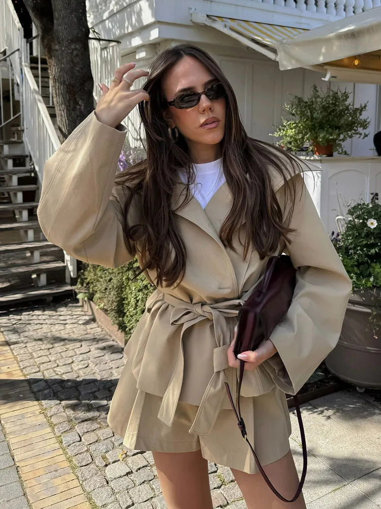 Sera Women's Chic Summer Suit – Stylish Lace-Up Jacket & Shorts 3