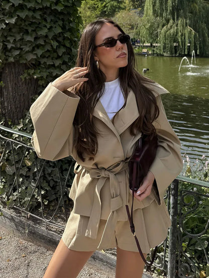 Sera Women's Chic Summer Suit – Stylish Lace-Up Jacket & Shorts 4