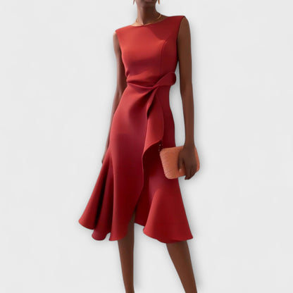 Serena Asymmetric Midi Dress – Draped Elegance for Special Occasions 0