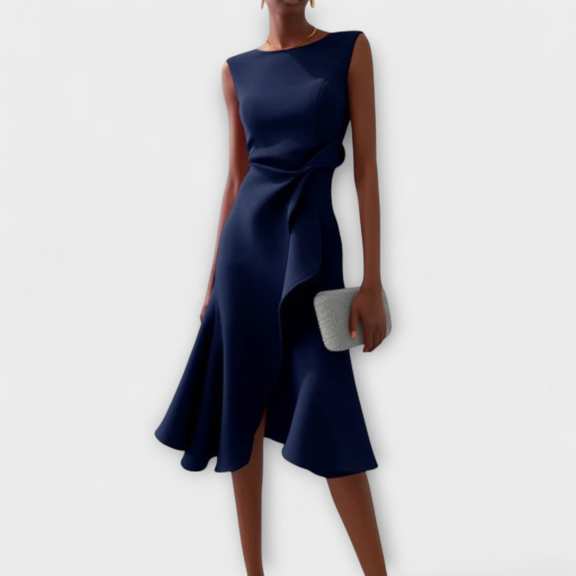 Serena Asymmetric Midi Dress – Draped Elegance for Special Occasions 1