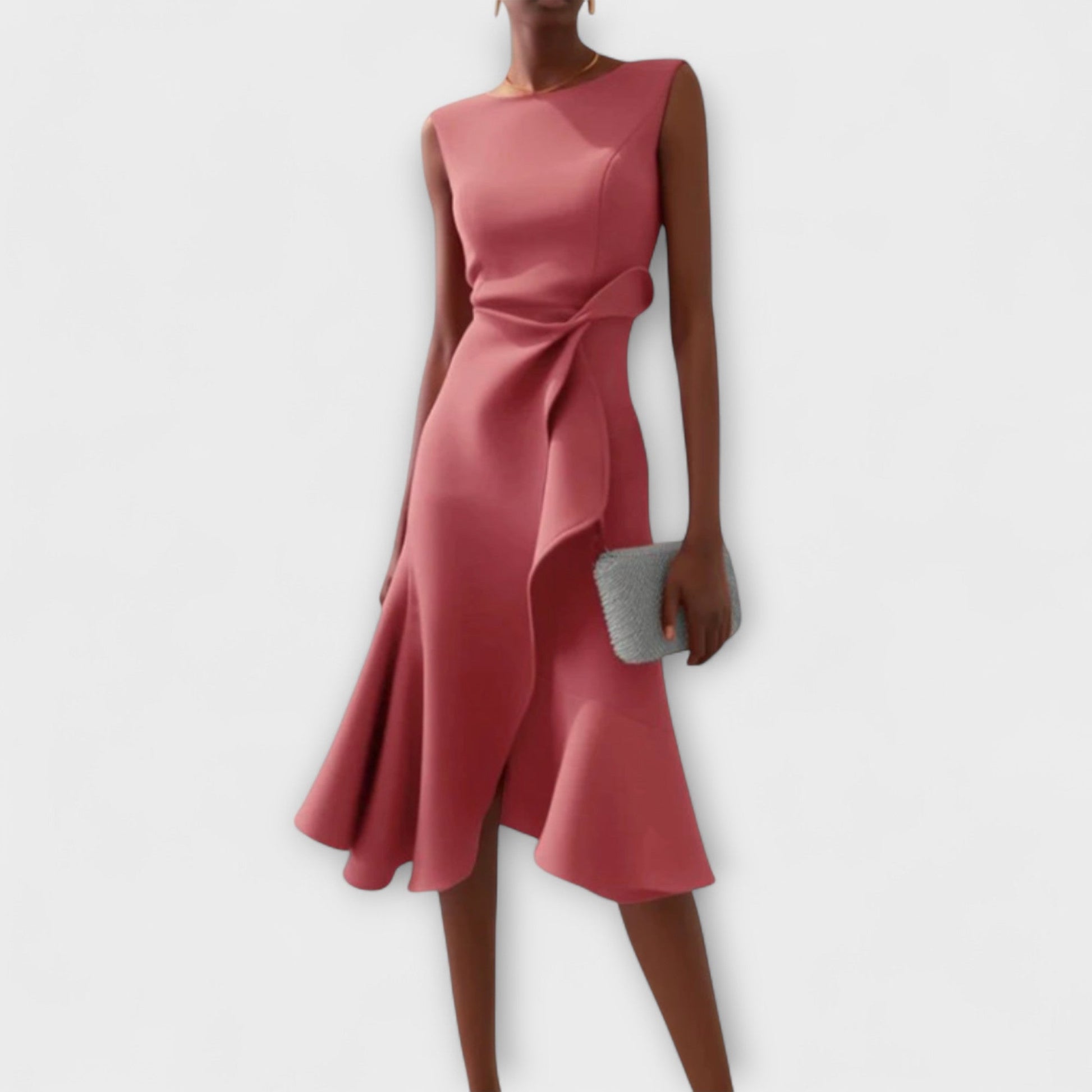 Serena Asymmetric Midi Dress – Draped Elegance for Special Occasions 2