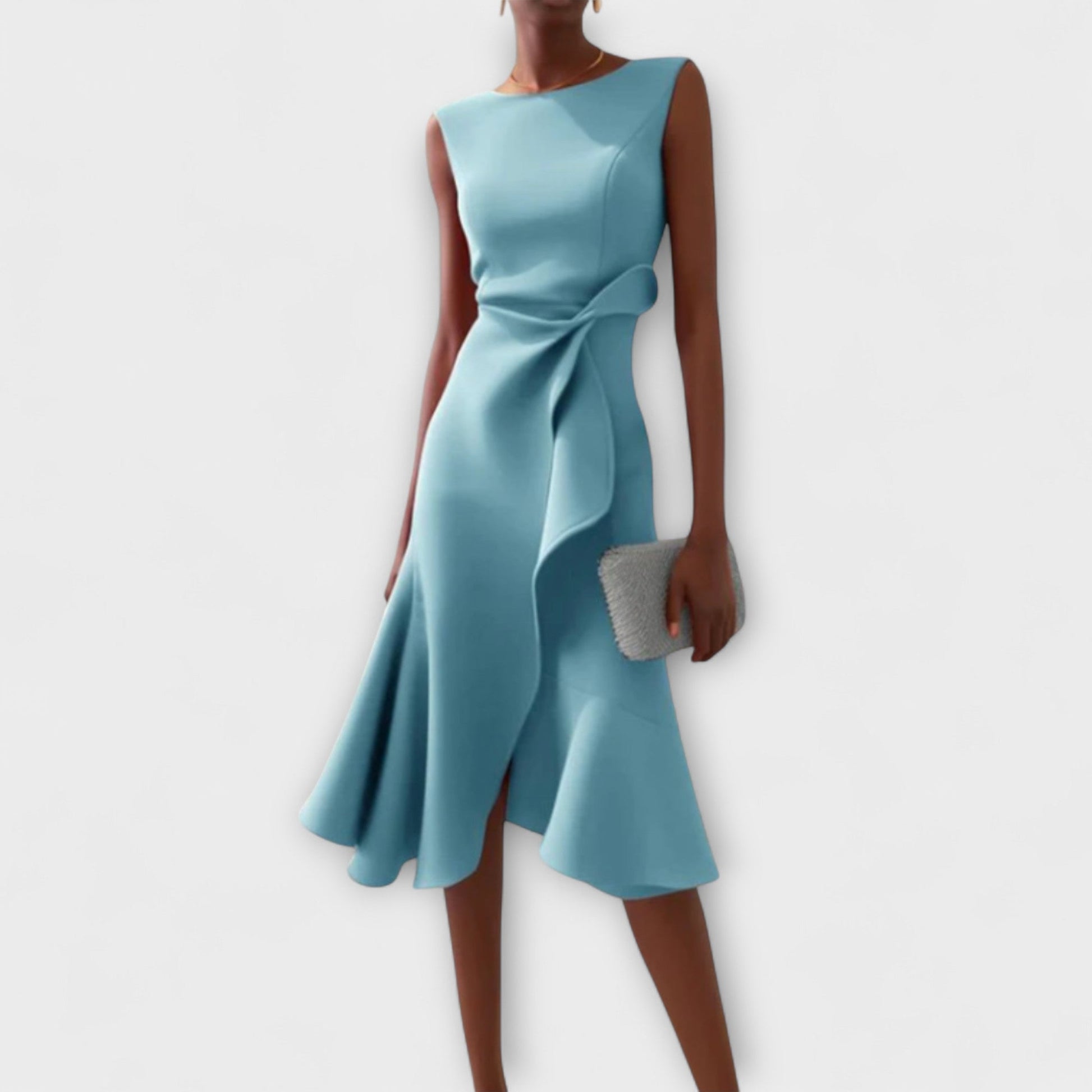Serena Asymmetric Midi Dress – Draped Elegance for Special Occasions 3