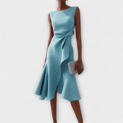 Serena Asymmetric Midi Dress – Draped Elegance for Special Occasions 3